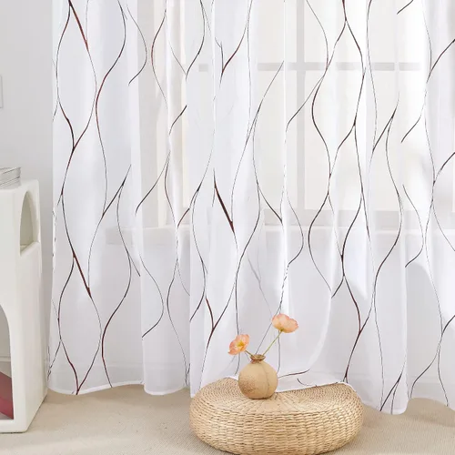 Vista 46 de Deconovo - Cortinas transparentes con filtro de luz de 84 pulgadas de largo Plata
