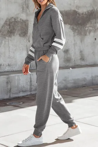 Vista 131 de PRETTYGARDEN Conjunto de suéter de 2 piezas para mujer, sudadera con cremallera, pantalones deportivos, ropa casual