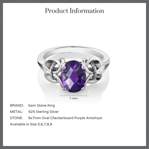 Vista 93 de Gem Stone King Anillo de compromiso ovalado con piedra natal para mujer, plata de ley 925, ovalado de 0.354 x 0.276 in, anillo de compromiso
