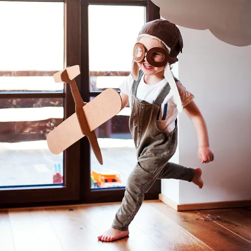 Vista 5 de Gorro con orejeras con polar, muy cálido, estilo aviador. Ideal para niños, de Happy Will Pilot., Talla libre, Marrón