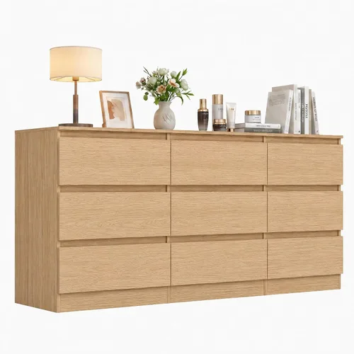 Vista 14 de Cómoda negra para dormitorio, cómoda moderna de 6 cajones con cajón profundo, cómoda ancha, muebles organizadores de almacenamiento para dormitorio