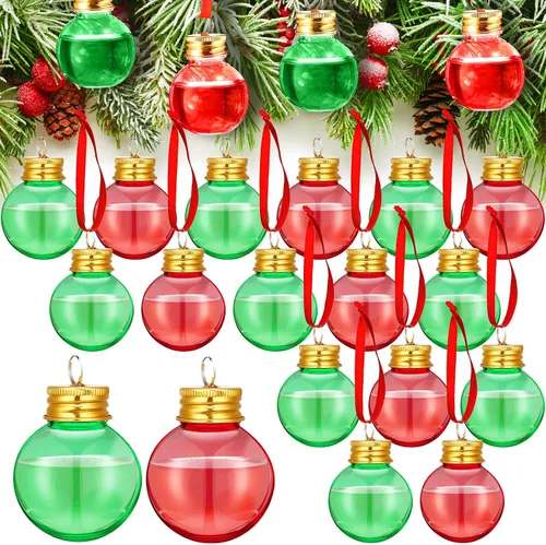 Vista 9 de Patelai 24 Piezas Bolas de Bebida de Navidad Adorno de Vaso de Chupito Adornos de Árbol de Navidad de Plástico Rellenables Bombillas de Botella