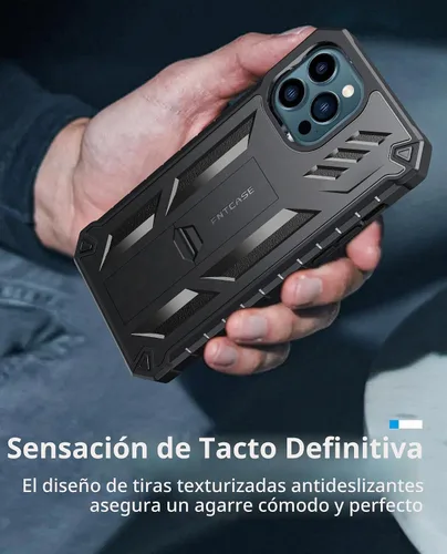 Vista 8 de FNTCASE Funda para iPhone 12 Pro Max, protector de pantalla integrado Negro