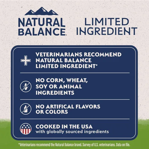 Vista 6 de Natural Balance Alimento seco para perros adultos de ingredientes limitados con proteína vegana a base de plantas y granos saludables, receta