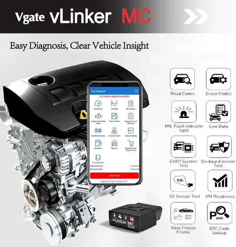 Vista 3 de Vgate vLinker MC Bluetooth OBD2 Escáner de Diagnóstico para Android y Windows