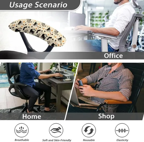 Vista 6 de Fundas para reposabrazos de silla de escritorio con estampado de estrellas de gato, 2 fundas elásticas para reposabrazos de silla de oficina, a