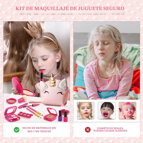 Vista 7 de Kit de maquillaje de simulación para regalo de niña de 3, 4, 5 años Rosa