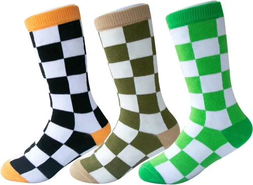 Vista 2 de Calcetines tobilleros de algodón a cuadros para niñas y niños pequeños unisex