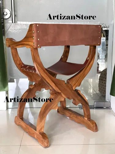Vista 6 de ARTIZANSTORE Muebles de madera antiguos medievales Savonarola para decoración del hogar y la oficina