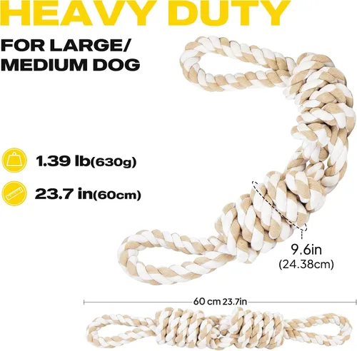 Vista 6 de Fida Juguetes de cuerda para perros para masticadores agresivos, juguetes de remolcador para perros grandes y medianos