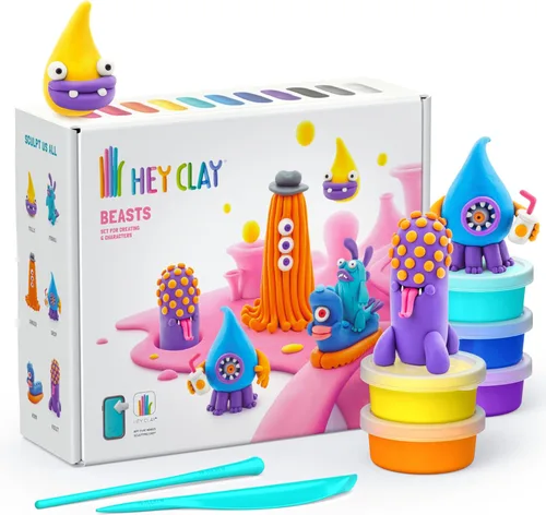 Vista 14 de HEY CLAY Fat Brain Toys Australian Animals Modeling Air Dry Clay for Kids 4-8 Craft Kits Multicolor