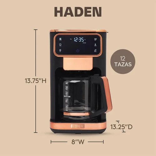 Vista 4 de Haden - Máquina de café caliente y helado de doble preparación, cafetera negro / cobre