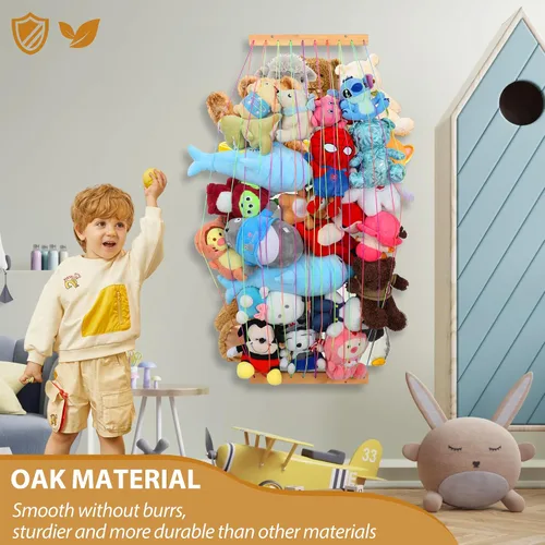 Vista 3 de Organizadores de almacenamiento de animales de peluche, soporte de juguetes de peluche, red colgante de hamaca de zoológico para habitación