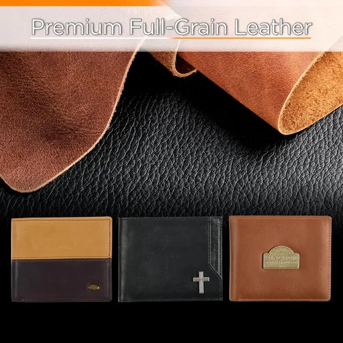 Vista 9 de Christian Art Gifts Cartera clásica de cuero de grano completo para hombre con emblema cruzado, bloqueo RFID para tarjetas, identificación, ranuras