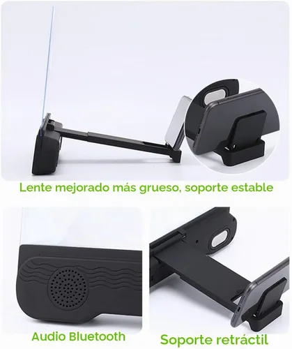 Vista 4 de Amplificador de pantalla de teléfono de 14 pulgadas con altavoz Bluetooth Soporte de teléfono plegable para todos los teléfonos inteligentes (negro)