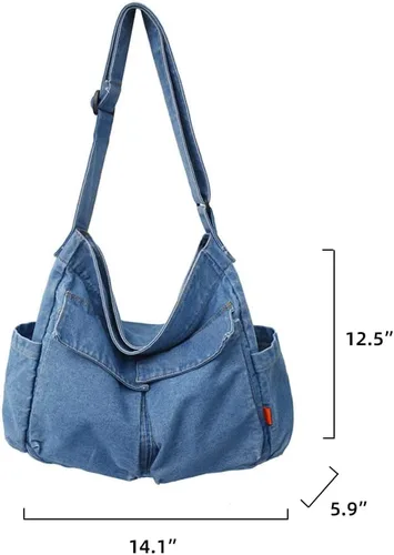 Vista 7 de Yohora Bolso de hombro de mezclilla, estilo casual, ligero, retro, de viaje, bolso cruzado para adolescentes, niñas y mujeres