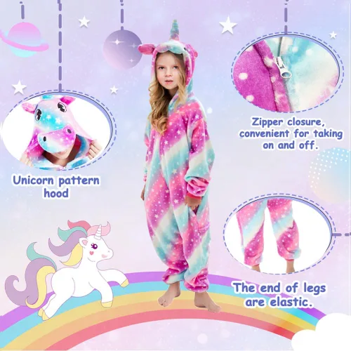 Vista 2 de UVIPC Disfraz de unicornio para niños, disfraz de Halloween de una pieza para Halloween