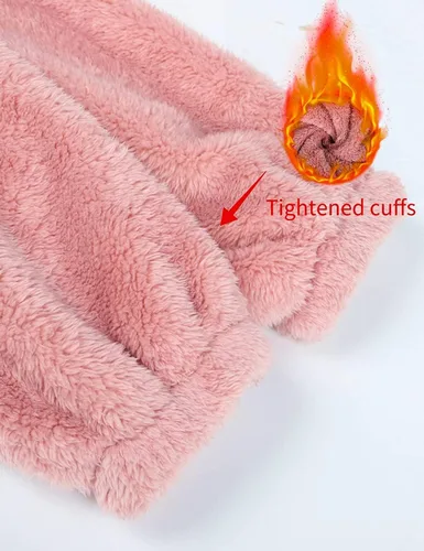 Vista 5 de BTPEIHTD Conjunto de pijama mullido para mujer, ropa de dormir de forro polar, sudadera de gran tamaño y pantalones sueltos