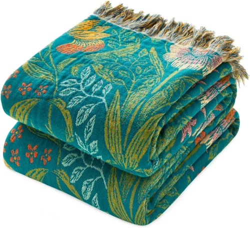 Vista 42 de Manta Bohemia – Manta suave 100% algodón para cama, 60"x80", reversible, transpirable, ligera, para otoño, todas las estaciones, decoración de casa