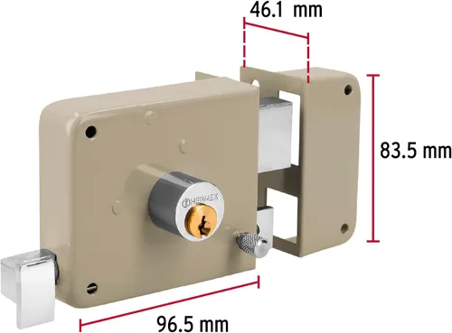 Vista 3 de Truper 43583 / CS-70DB - Juego de cerraduras de puerta con borde derecho, llave estándar