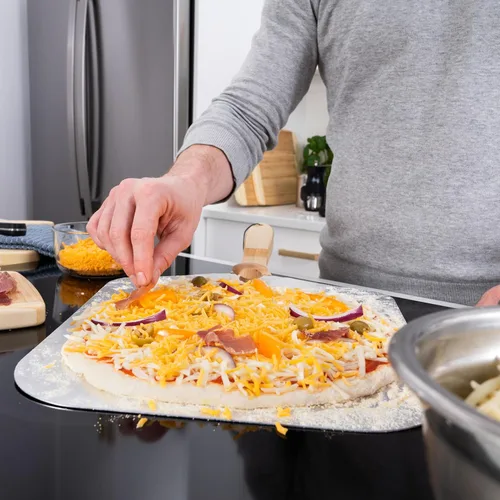 Vista 4 de Old Stone Pizza Kitchen - Pala de aluminio para pizza con mango de madera plegable, 12 x 14 pulgadas