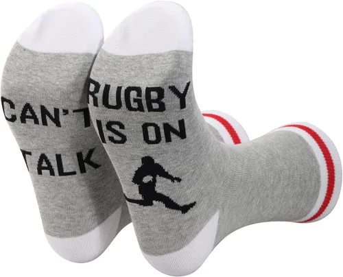 Vista 6 de GJTIM 2 pares de calcetines de rugby Can't Talk Rugby Is On Rugby Player Rugby Entrenador de Rugby Regalo divertido Calcetines de regalo