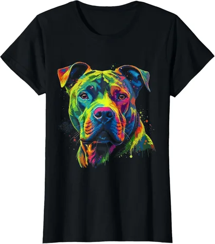 Vista 21 de Pit Bull Mom Dog Lover - Camiseta artística para mujer, Negro