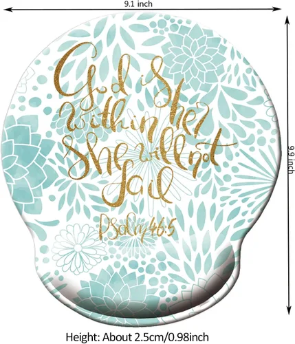Vista 4 de Salmo 46:5 God is Within Her,She Will Not Fall- Alfombrilla de mouse con versículo bíblico floral, rústico, cita inspiradora, almohadillas de apoyo