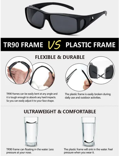 Vista 77 de Night Vision Driving Glasses for Men & Women - Polarized Anti Glare Fit Overs with Wrap-Around HD Yellow Lens