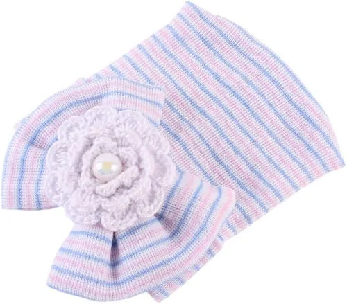 Vista 4 de Ever Fairy - Gorro para bebé recién nacido, gorro de bebé con lazo grande, diseño de nudo suave
