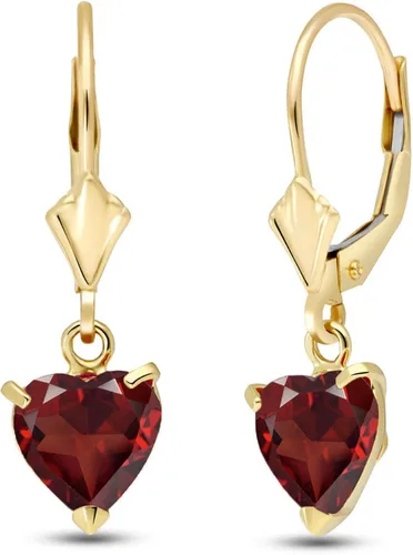 Vista 2 de Galaxy Gold GG Juego de joyas de oro de 14 quilates, collar y pendientes con granate natural en forma de corazón