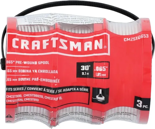 Vista 6 de CRAFTSMAN Línea de recortadora de cuerda original OEM, cuerda para devorar malezas y malezas, 0.065 pulgadas, 30 pies de carrete de repuesto