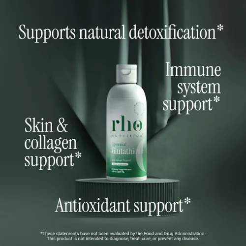 Vista 2 de Rho Nutrition Glutatión liposomal: suplemento líquido de glutatión de ultra alta absorción, apoya la desintoxicación natural, el sistema
