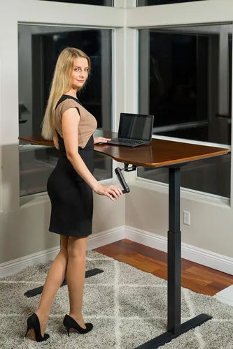 Vista 6 de Marco de escritorio con manivela ajustable, mesa no incluida, altura máxima de 48.56 pulgadas, color negro