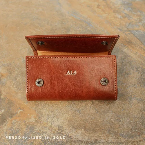 Vista 9 de Maxwell Scott Personalized Luxury Leather Key Case Wallet The Lapo Handcrafted In Italy
