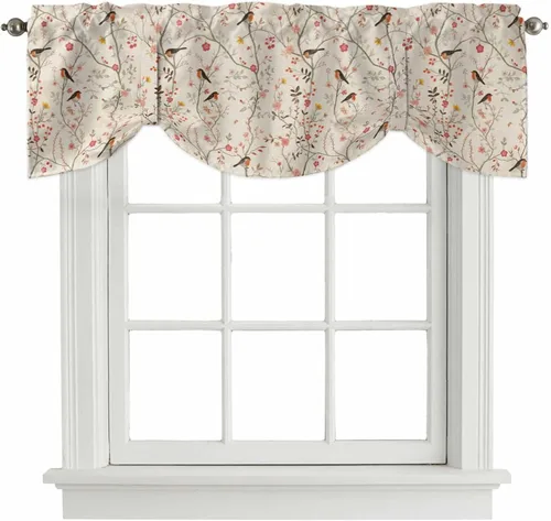 Vista 20 de Cortinas de verano con cenefa de amarre para ventanas, cortinas costeras de cocina costeras para ventanas, cortinas náuticas junto al mar, beige