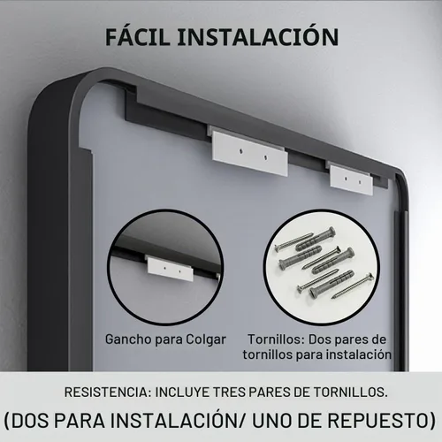 Vista 2 de Espejo de baño moderno con marco negro para pared, espejo redondo rectangular de 30 x 22 pulgadas, espejo de tocador de baño negro mate, espejo