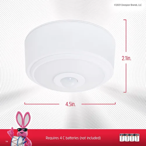 Vista 3 de Energizer Lámpara de techo LED activada por movimiento, funciona con pilas, 100 lúmenes, no necesita cableado, detección de movimiento de 15 pies