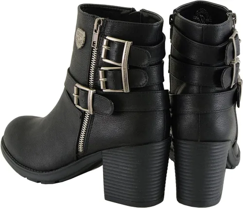 Vista 6 de Milwaukee MBL9405 - Botas cortas de cuero para mujer, con cremallera lateral y triple hebilla de ajuste