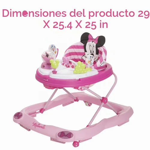 Vista 9 de Andadores y centro de actividades para bebés Minnie Mouse de Disney Baby, andador rosa con música y luces de purpurina