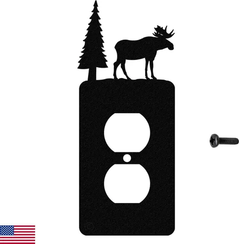 Vista 9 de Moose & Cabin - Placa de pared para interruptor de luz de palanca doble (palanca doble, negro) - Fabricado en Estados Unidos American Steel
