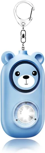 Vista 12 de Llavero de alarma de seguridad personal con luz LED, alerta de emergencia de 130 dB, diseño de oso recargable para mujeres, niños y niñas