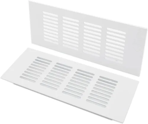 Vista 17 de 2 fundas para ventilación de aire, rejilla de ventilación de aleación de aluminio blanca rectangular, cubierta de rejilla de metal para armario