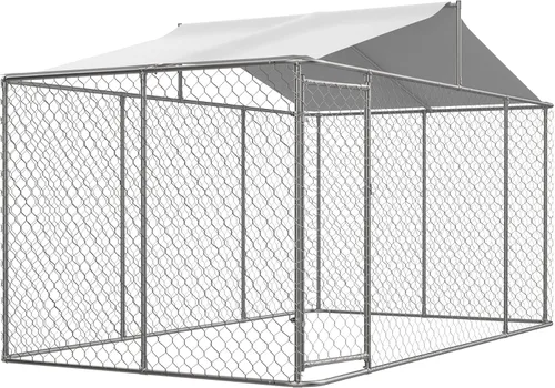 Vista 9 de IchbinGo Perrera grande para perros al aire libre, jaula resistente de acero galvanizado para perros con cubierta impermeable resistente a los rayos