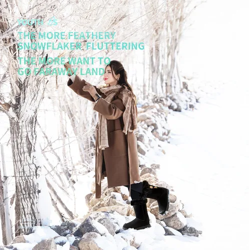 Vista 7 de Obtaom Botas de nieve de invierno para mujer, botas cortas de media pantorrilla, botas de moda de resina con botón de resina sintética para mujer