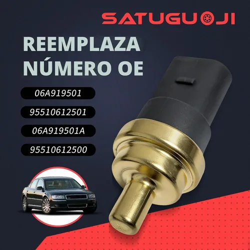 Vista 2 de 06A919501A Sensor de temperatura del refrigerante Sensores de interruptor del motor con 1 abrazaderas compatibles con Audi A3 A4 A6 Q7 S5 S6 TT
