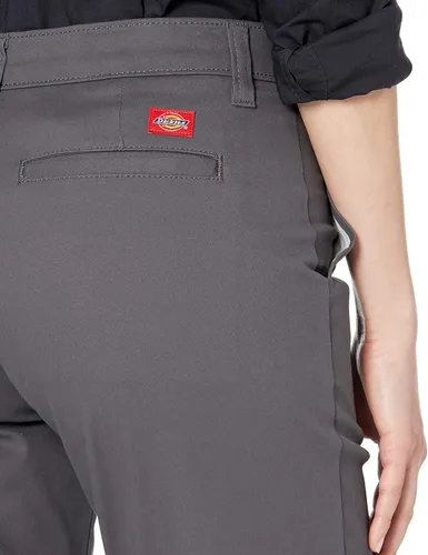 Vista 3 de Dickies - Pantalones de mezcla de algodón elástico con parte delantera plana, para mujer