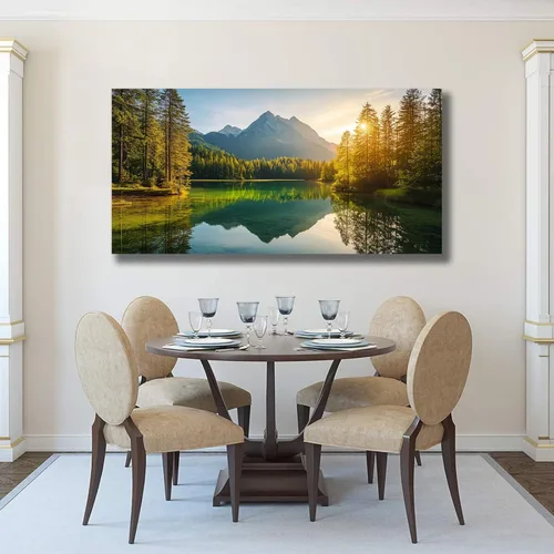 Vista 6 de Yuaxker Cuadros de árbol para decoración de pared, arte de pared verde, pintura de paisaje natural, arte estético moderno para sala de estar
