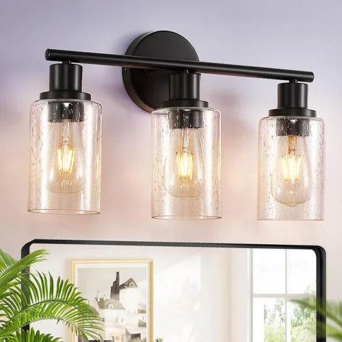 Vista 11 de [Usado] DLLT Lámparas de Baño de 3 Luces: Luces de Tocador Modernas de Níquel con Bombillas E26 - Lámpara de Pared de Baño con Pantalla de Vidrio