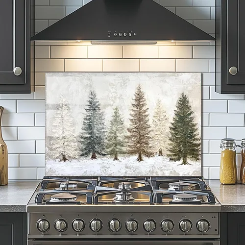 Vista 3 de Evgosm Protector contra salpicaduras de vidrio templado para cocina, estufa de escena de nieve, salpicadero de vidrio, utilizado para protección